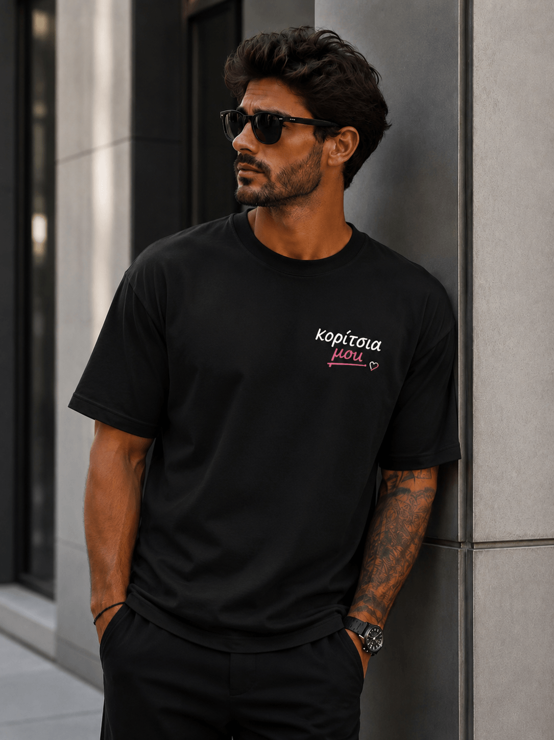 t-shirt κορίτσιααα μου μαύρο